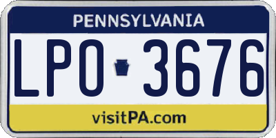 PA license plate LPO3676