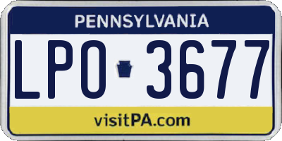PA license plate LPO3677