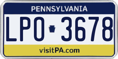 PA license plate LPO3678
