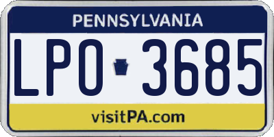 PA license plate LPO3685