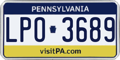 PA license plate LPO3689