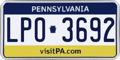 PA license plate LPO3692