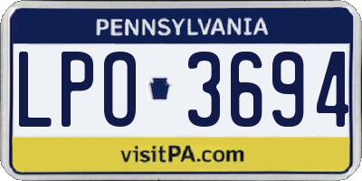PA license plate LPO3694