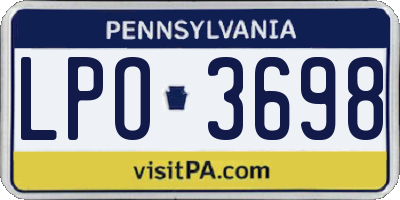 PA license plate LPO3698