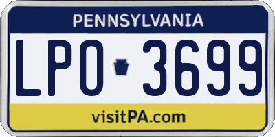 PA license plate LPO3699