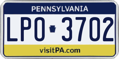 PA license plate LPO3702