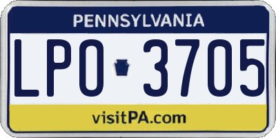 PA license plate LPO3705