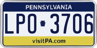 PA license plate LPO3706