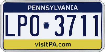 PA license plate LPO3711