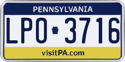 PA license plate LPO3716