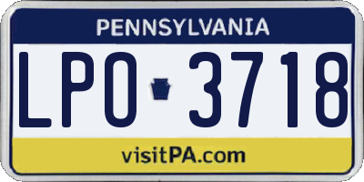 PA license plate LPO3718