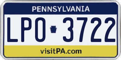 PA license plate LPO3722