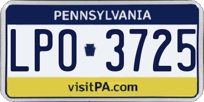 PA license plate LPO3725
