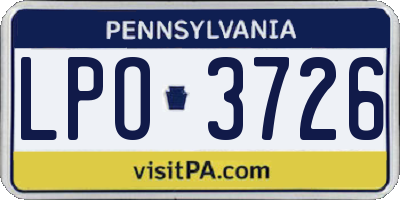 PA license plate LPO3726