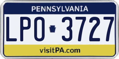 PA license plate LPO3727