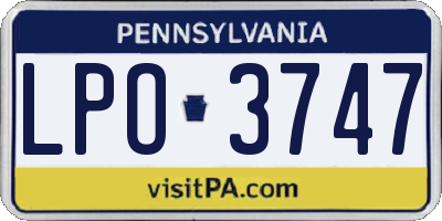 PA license plate LPO3747