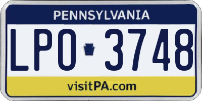 PA license plate LPO3748