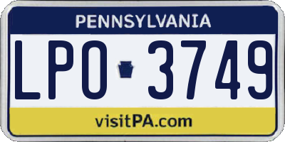 PA license plate LPO3749