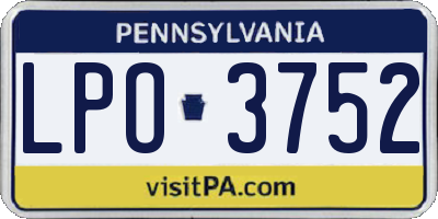 PA license plate LPO3752