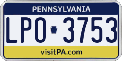 PA license plate LPO3753