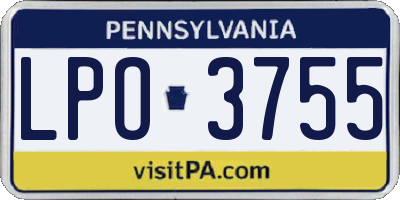 PA license plate LPO3755