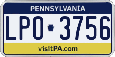 PA license plate LPO3756