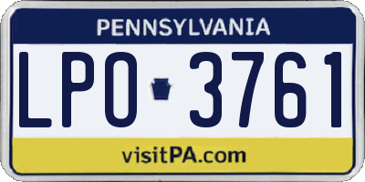 PA license plate LPO3761