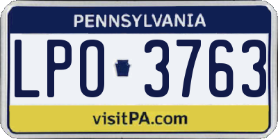 PA license plate LPO3763