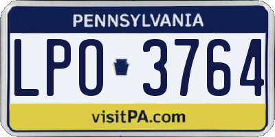 PA license plate LPO3764