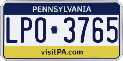 PA license plate LPO3765