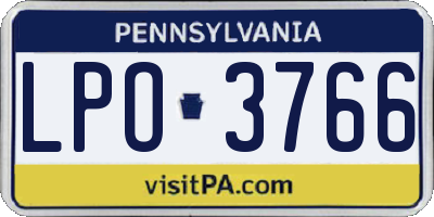 PA license plate LPO3766