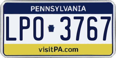 PA license plate LPO3767