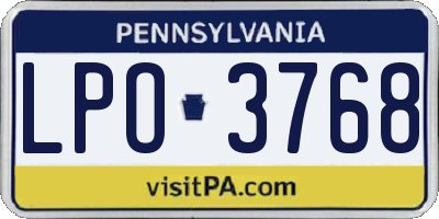 PA license plate LPO3768