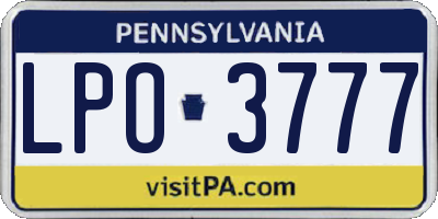 PA license plate LPO3777