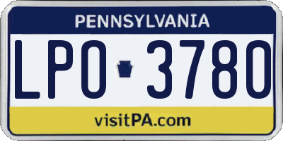 PA license plate LPO3780