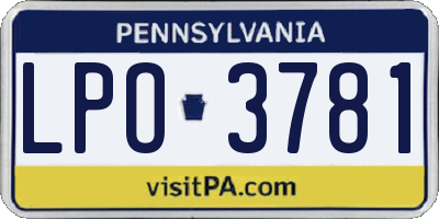 PA license plate LPO3781