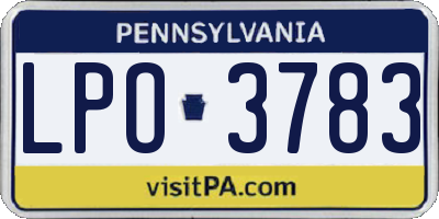PA license plate LPO3783