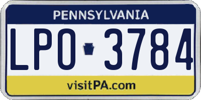 PA license plate LPO3784