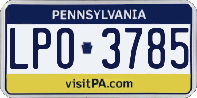 PA license plate LPO3785