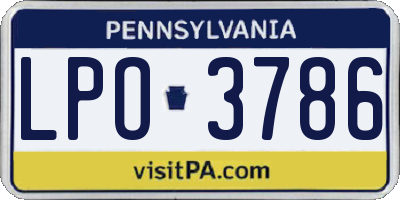 PA license plate LPO3786