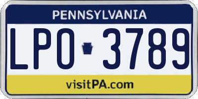 PA license plate LPO3789
