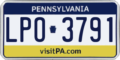 PA license plate LPO3791