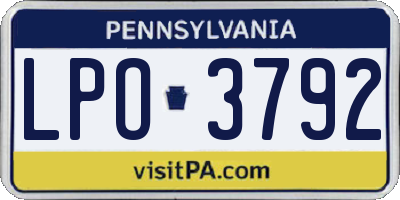 PA license plate LPO3792