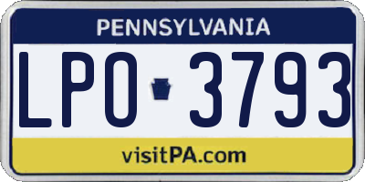 PA license plate LPO3793