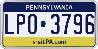 PA license plate LPO3796
