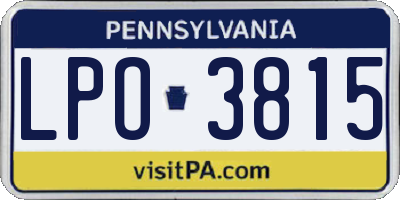PA license plate LPO3815