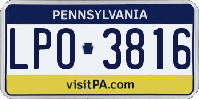 PA license plate LPO3816