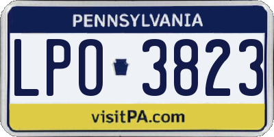 PA license plate LPO3823