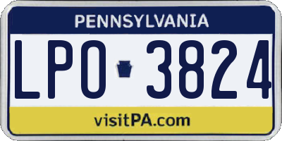 PA license plate LPO3824