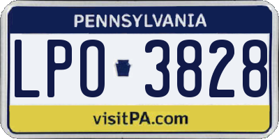 PA license plate LPO3828